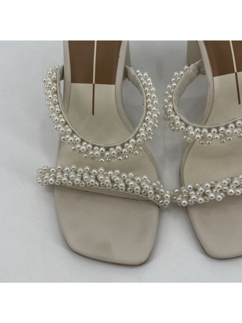 Dolce Vita Women's Size 7.5 Strappy Pearl Block Heel Sandals Ivory - Picture 7 of 16